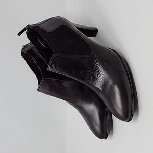 Aquatalia Brown Leather Heels Zip Back Booties Size 10